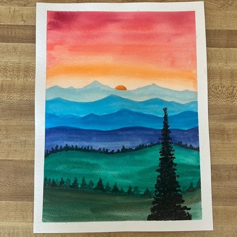 9"x 12" Watercolor Sunset Painting
